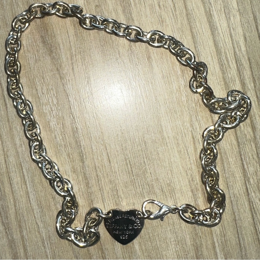 TIFFANY & Co. Sterling Silver Return To Tiffany Heart Tag Choker Necklace